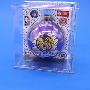 Vintage LSU Football Mike the Tiger Glass Christmas Ornament Made in USA NOS d